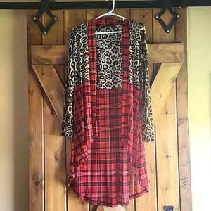 Mesh Leopard and plaid duster type cover
